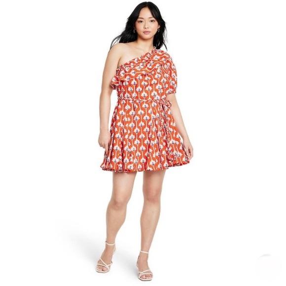 NWT RHODE x Target Large Lotus Floral One Shoulder Mini Dress - Picture 5 of 5